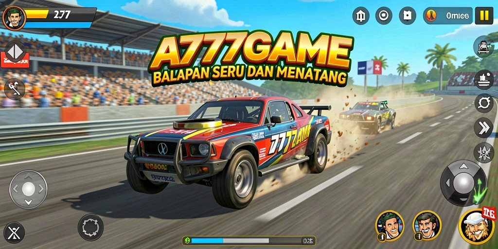 Gameplay A777GAME yang penuh aksi dan balapan seru.