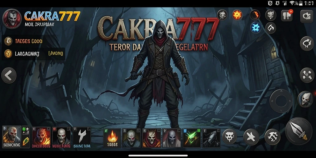 Tangkapan layar gameplay CAKRA777 menunjukkan suasana mencekam dan karakter yang menakutkan.