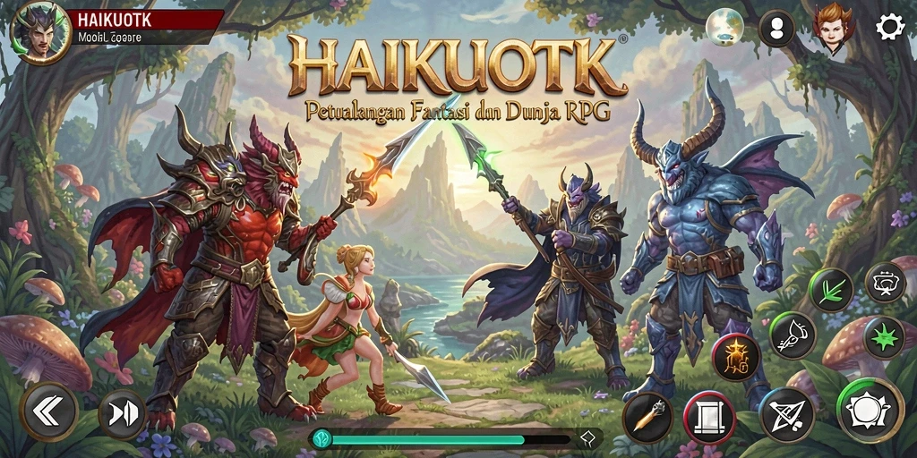 Tangkapan layar HAIKUOTK menampilkan pertarungan seru dengan karakter yang epik.