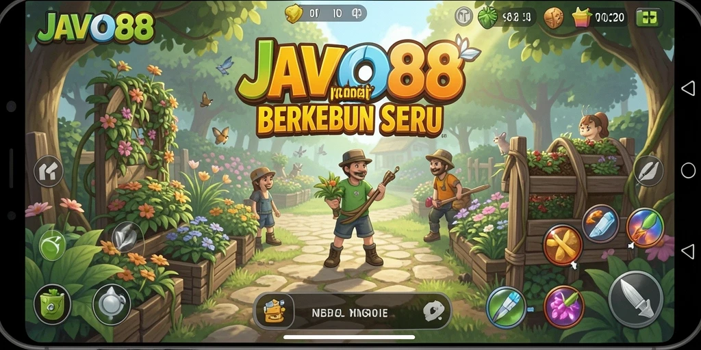 Screenshot gameplay JAVO88 yang menunjukkan aktivitas berkebun yang seru.