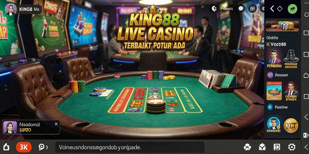 Tangkapan layar <strong>KING88</strong> menunjukkan suasana permainan Live Casino yang mendebarkan.