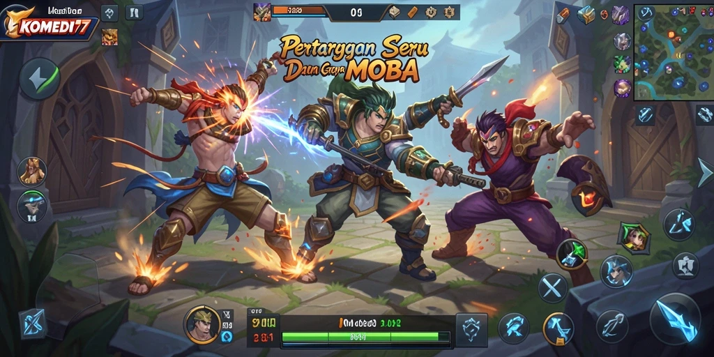 Screenshot gameplay seru KOMEDI77 dengan karakter lucu.