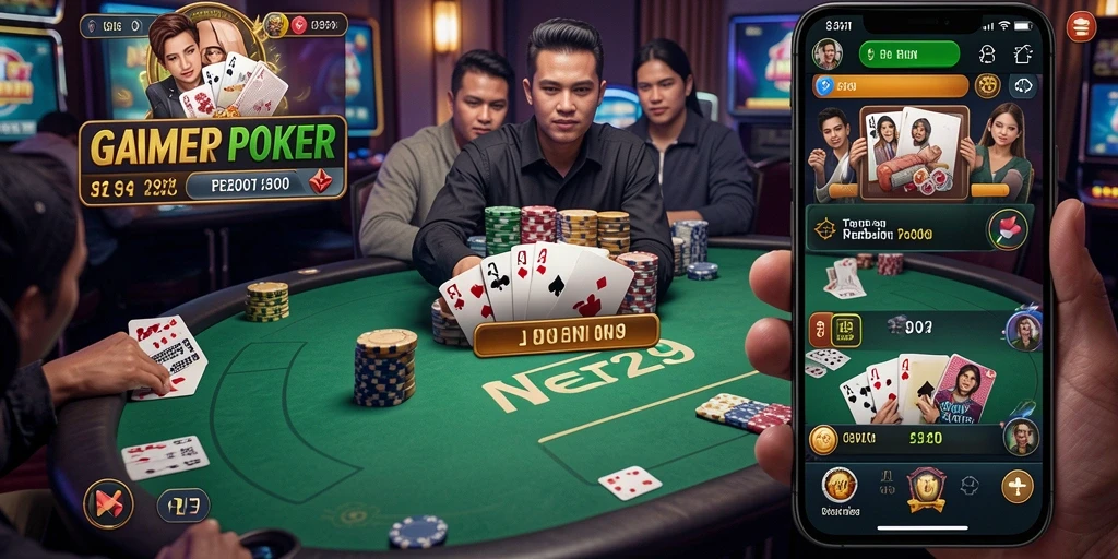 Tangkapan layar NET29 menampilkan aksi poker yang mendebarkan.