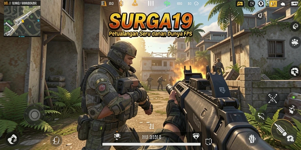 Tampilan gameplay seru dalam SURGA19 dengan aksi FPS yang mendebarkan.
