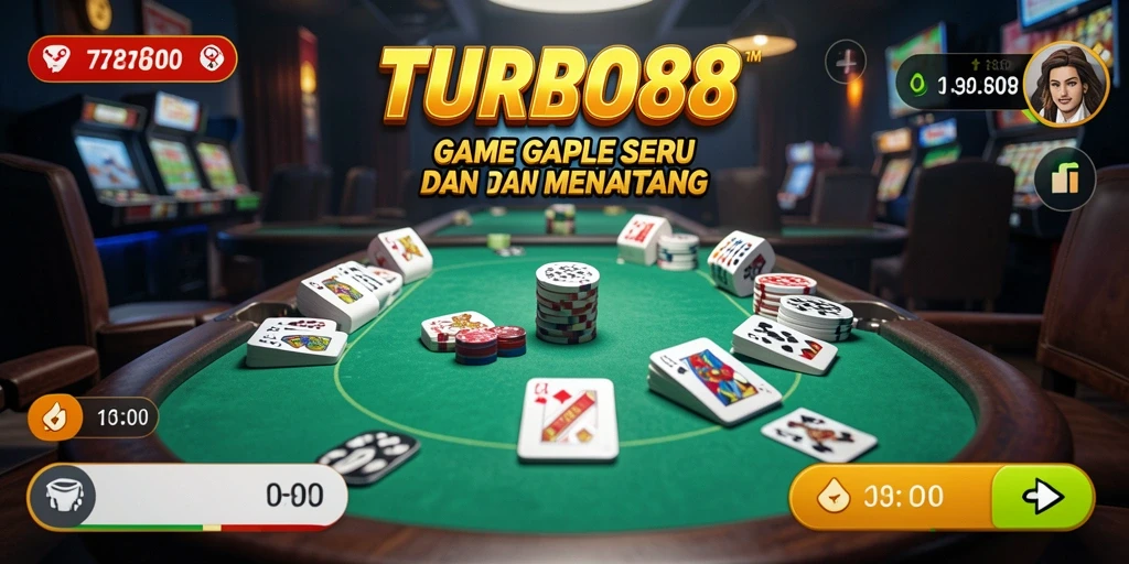 Tangkapan layar utama TURBO88 menampilkan gameplay Gaple yang seru.
