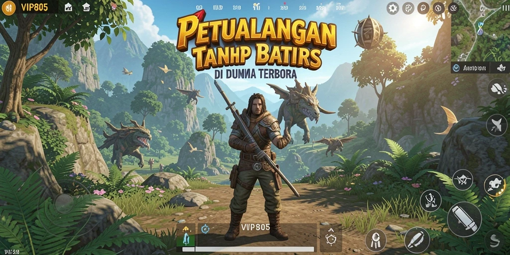 Screenshot dari gameplay VIP805 yang menampilkan eksplorasi dunia terbuka.