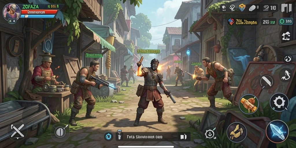 Tampilan gameplay menegangkan di ZOFAZA dengan strategi yang mendebarkan.